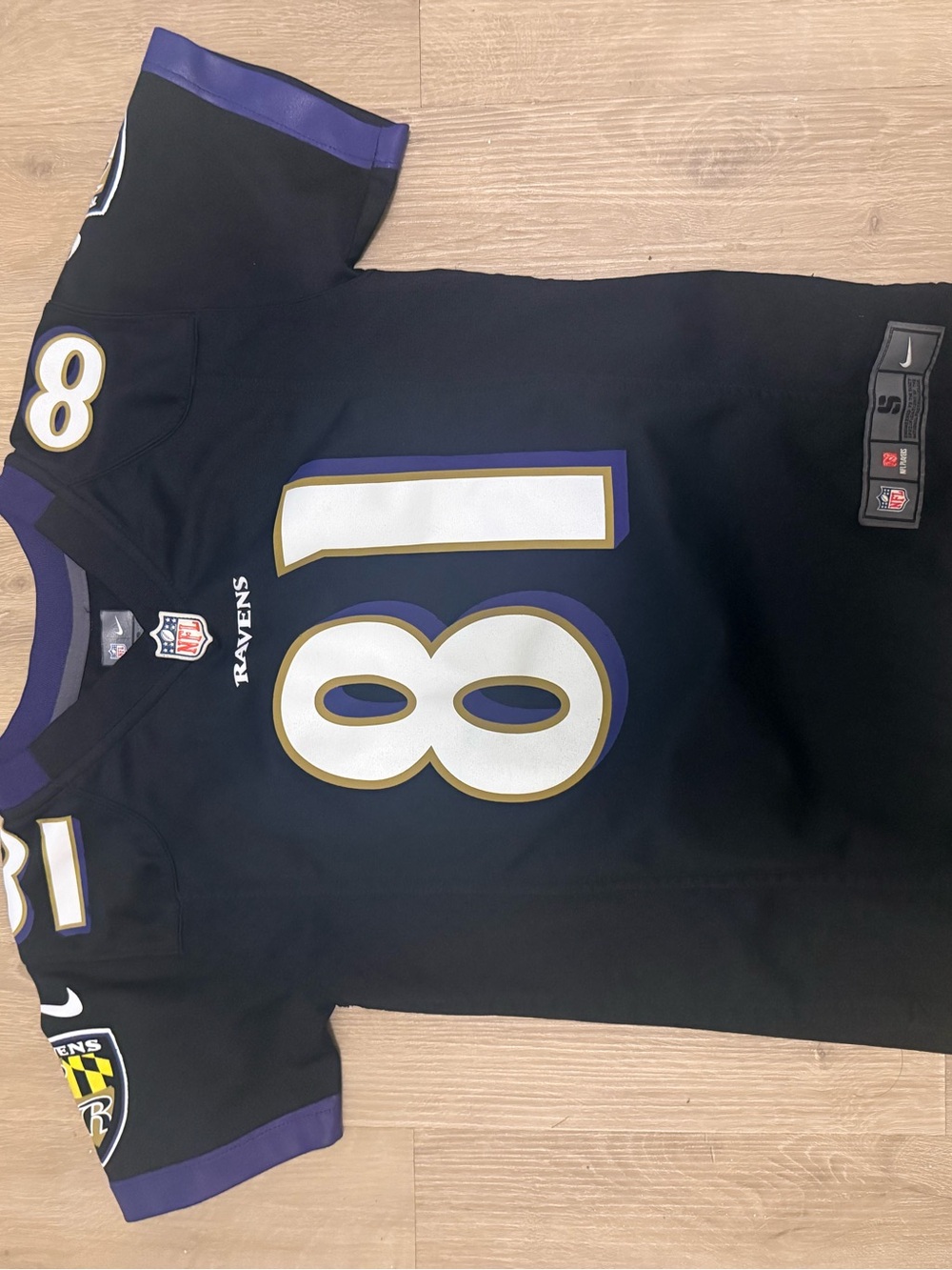 Nike Black Purple Gold #8 Football Jersey
